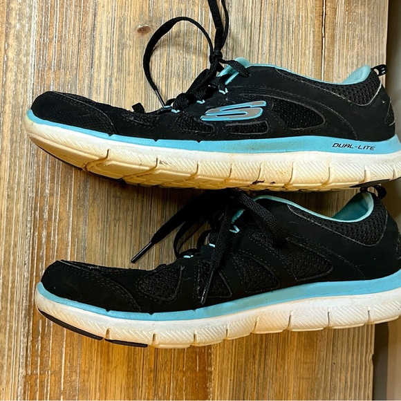 Women's Wide Fit Skechers Flex Appeal 2.0 Walking Sneakers Black Suede Size 8 - Picture 3 of 8